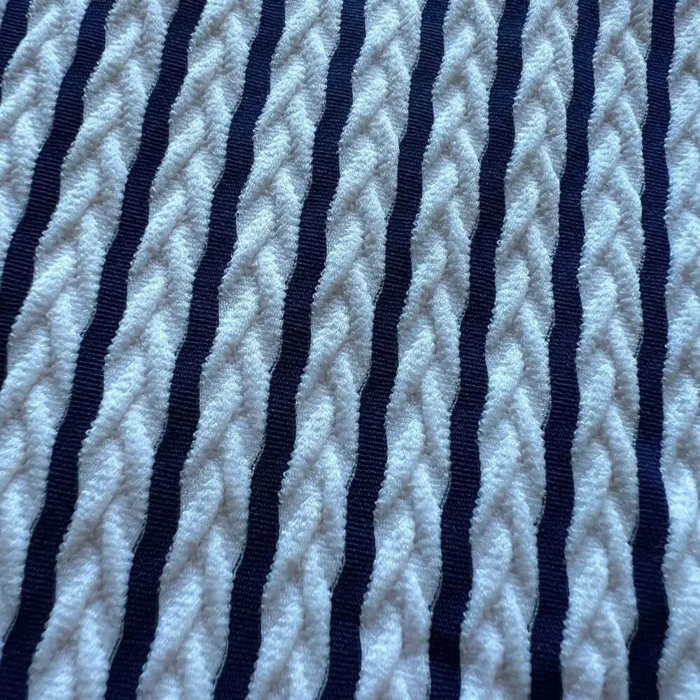 J Crew Factory Striped Tie Shoulder One Piece Swimsuit Large Antique Navy White